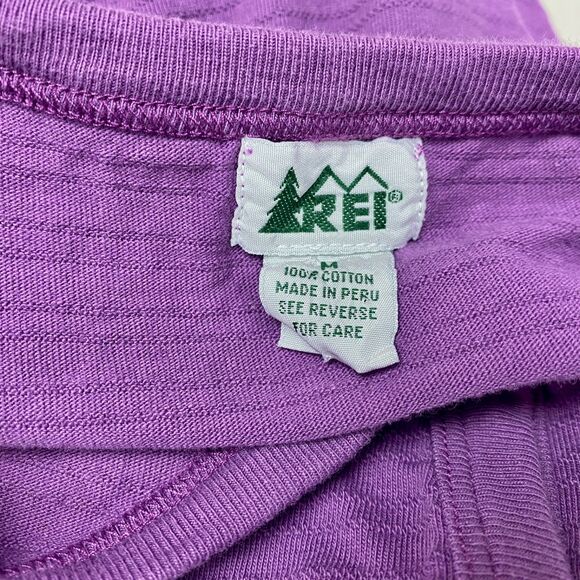 REI Cotton Purple Button Front Textured Top Shirt Medium Short Sleeves Sporty - Picture 11 of 11